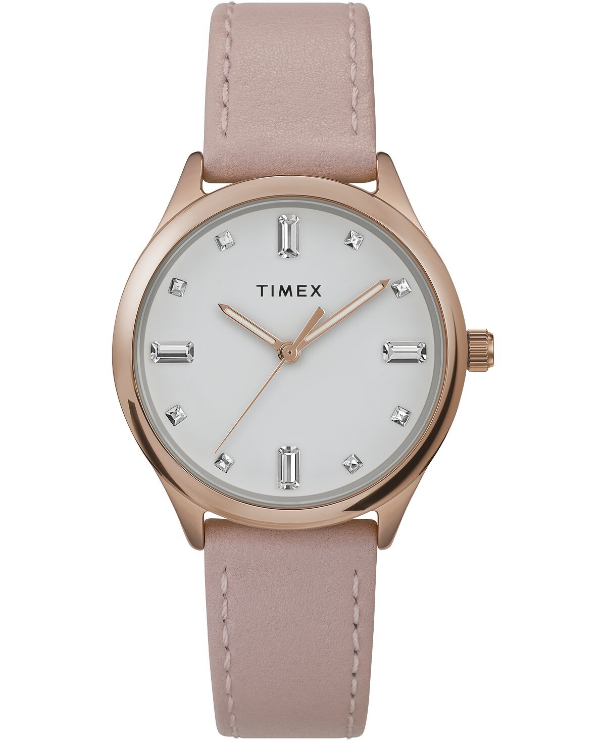 

Женские кварцевые аналоговые современные часы Easy Reader розовые кожаные, 32 мм Timex, розовый