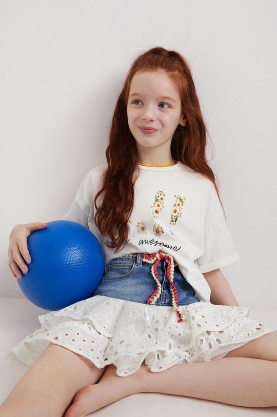 

Детская хлопковая футболка Desigual 22SGTK02, белый