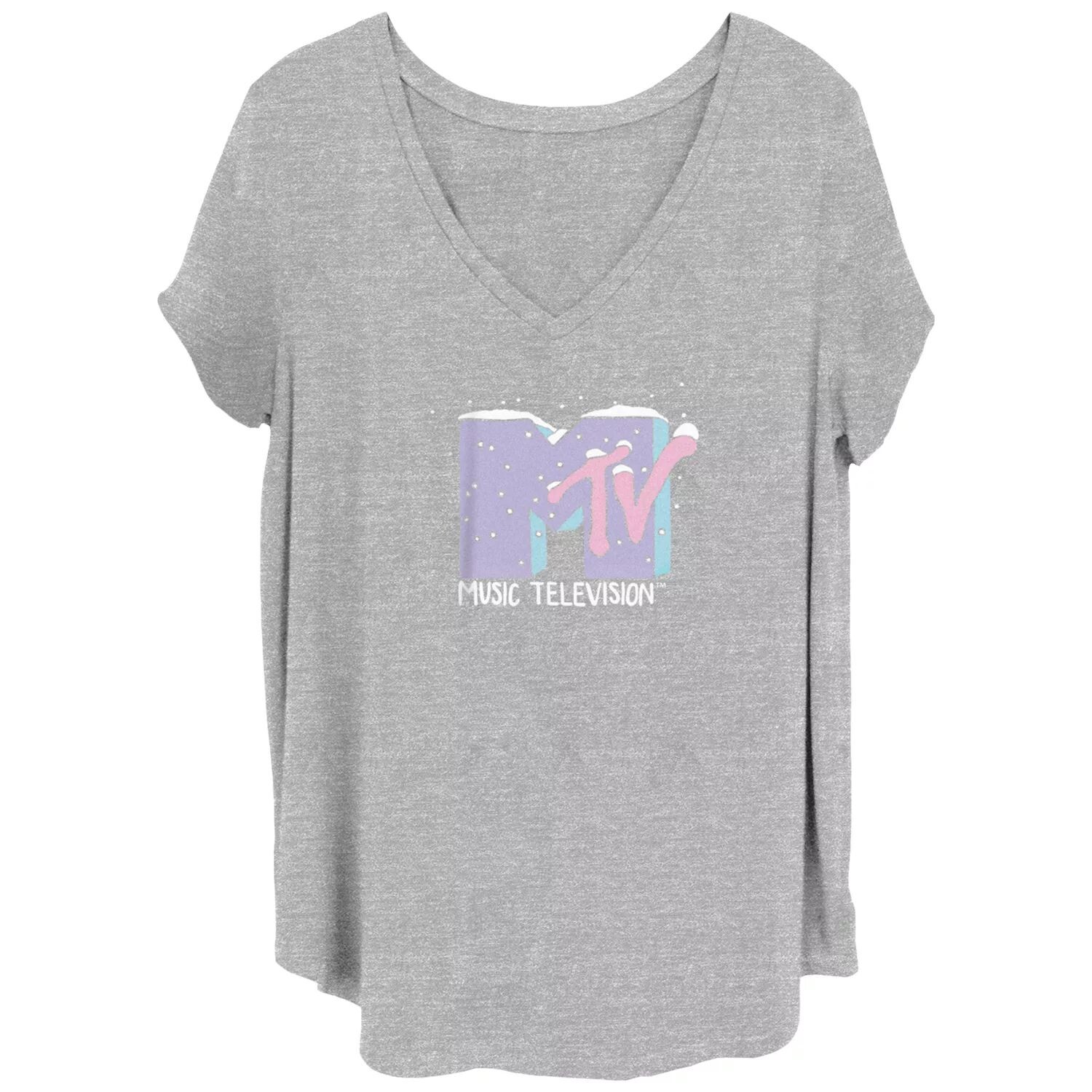 

Футболка больших размеров для девочек MTV Music Television с графическим логотипом и v-образным вырезом с графическим рисунком для юниоров Licensed Character