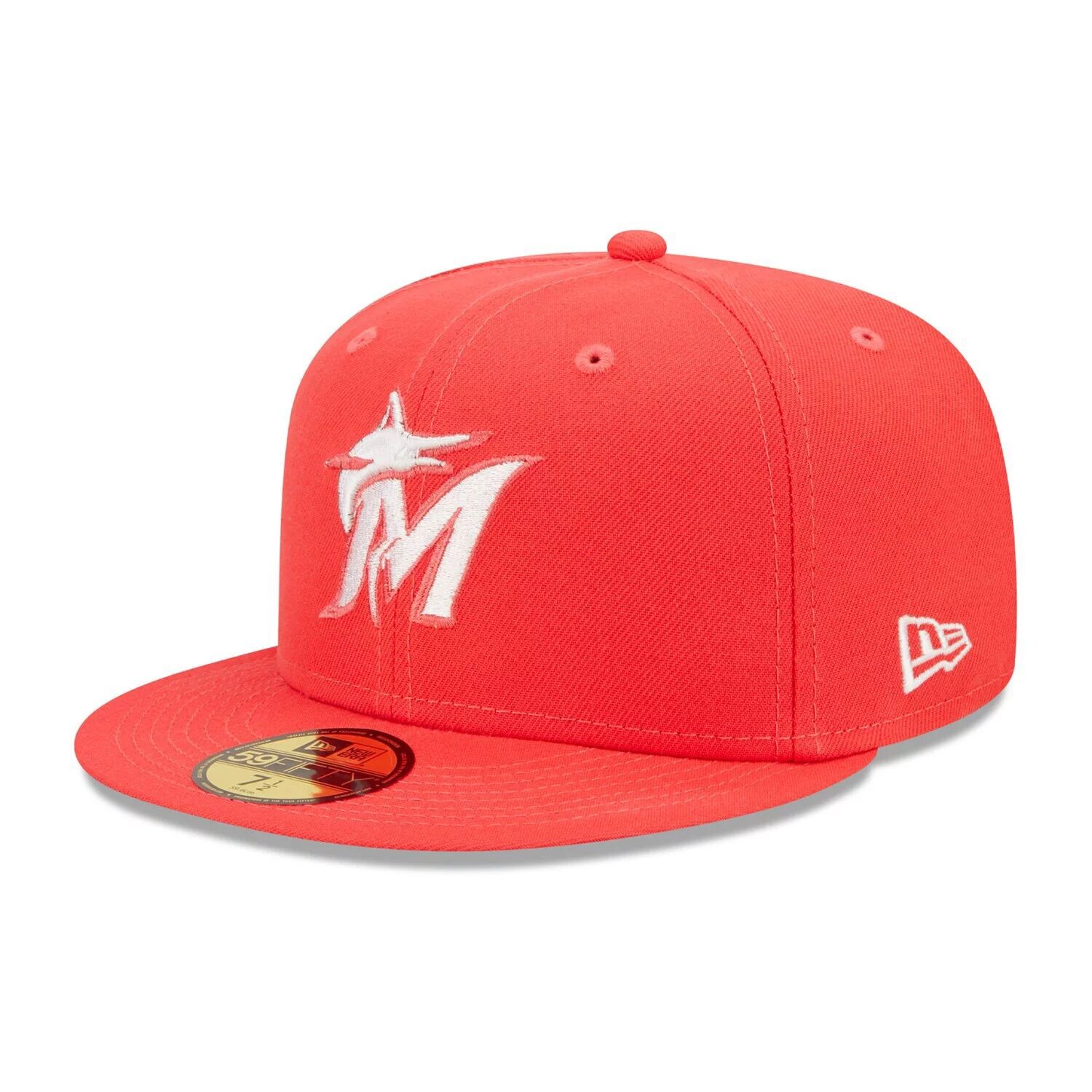 

Мужская шляпа New Era Red Miami Marlins Lava Highlighter Logo 59FIFTY