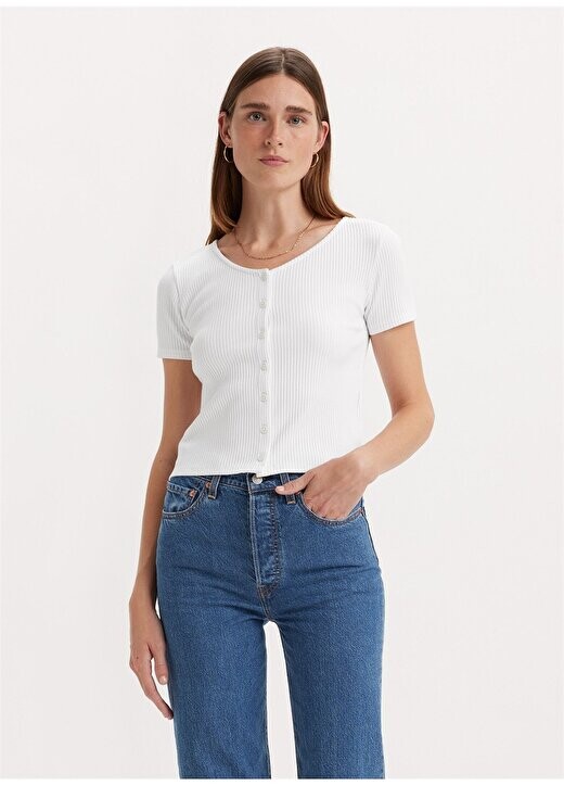 

Простая белая женская футболка с круглым вырезом MONICA SS WHITE + Levis, белый