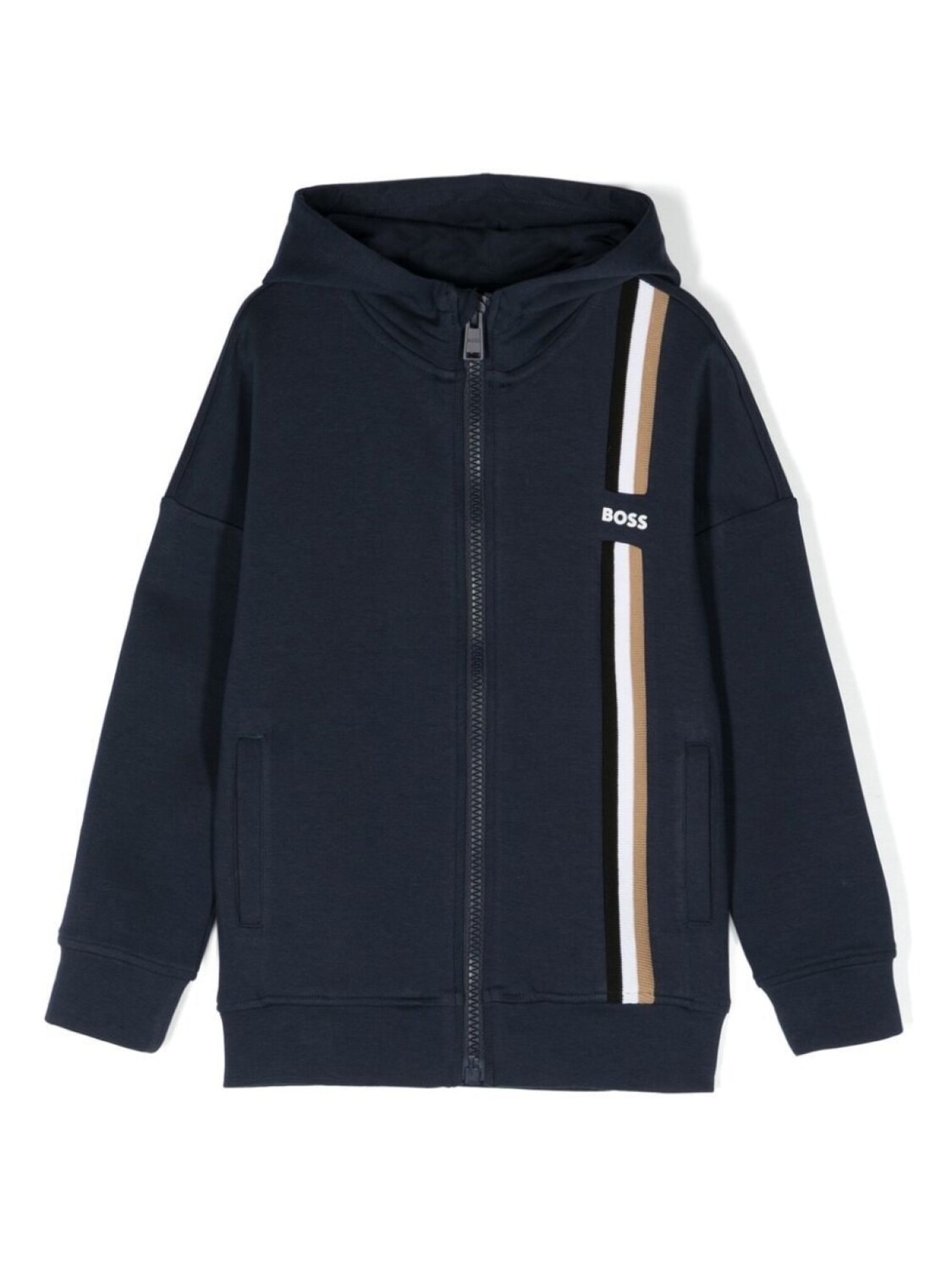 

BOSS Kidswear куртка с капюшоном и тисненым логотипом, синий