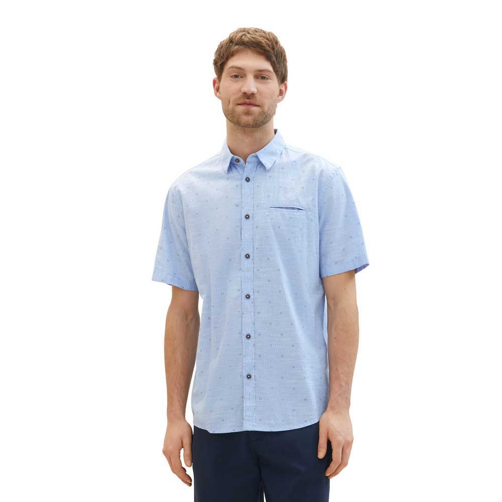 Рубашка Tom Tailor Printed, синий рубашка с коротким рукавом tom tailor 1029812 fitted printed stretch серый