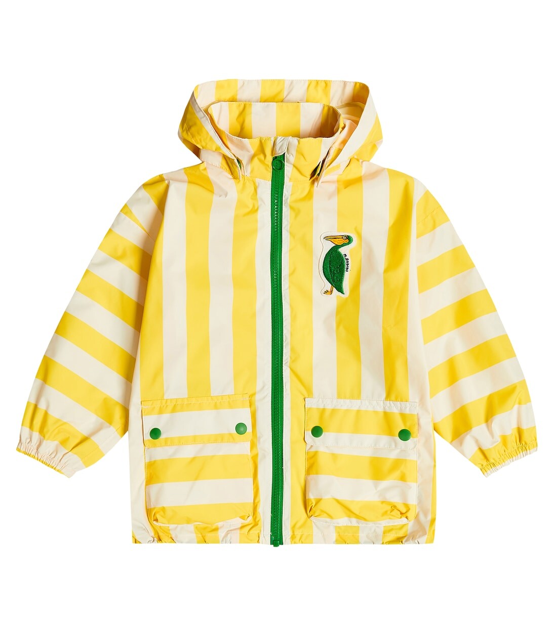 

Полосатый плащ с вышивкой Mini Rodini, желтый