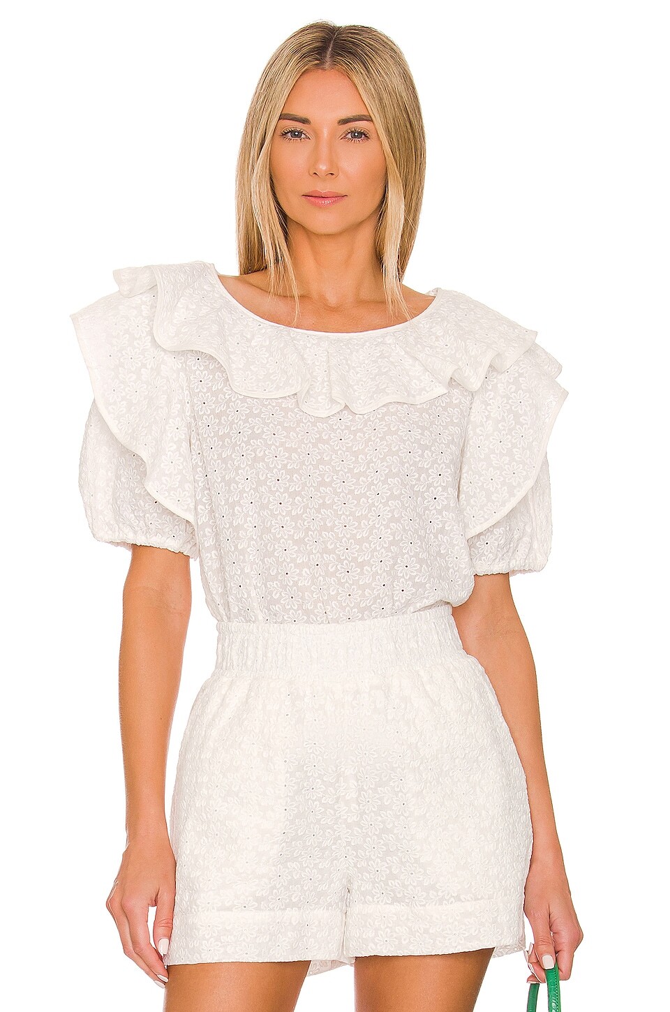 

Топ Something Navy Eyelet Ruffled, белый