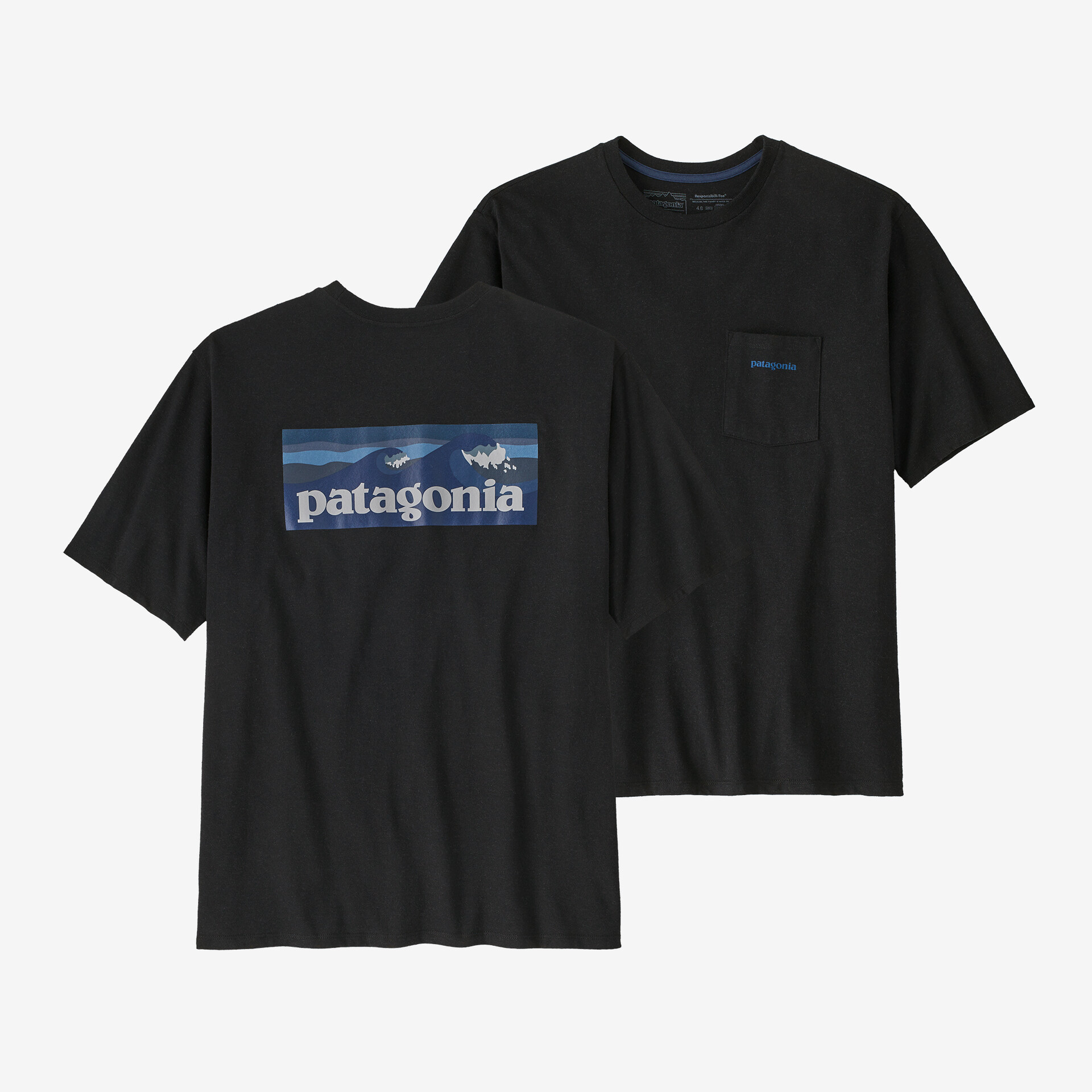 Мужская футболка с логотипом и карманом Responsibili Patagonia, черный мужская ответственная футболка с логотипом и карманом patagonia черный