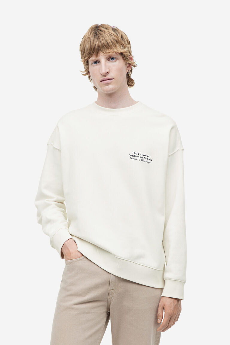 

Толстовка оверсайз с принтом H&M, бежевый