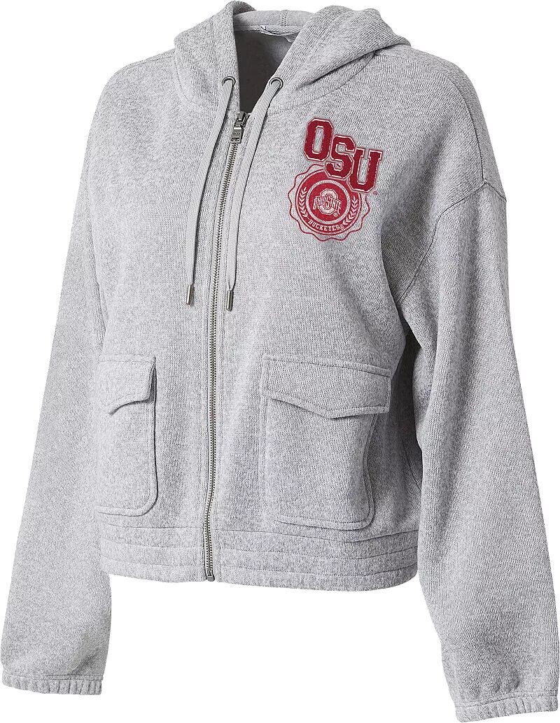 

Wear By Erin Andrews Женская серая укороченная толстовка на молнии с капюшоном Ohio State Buckeyes