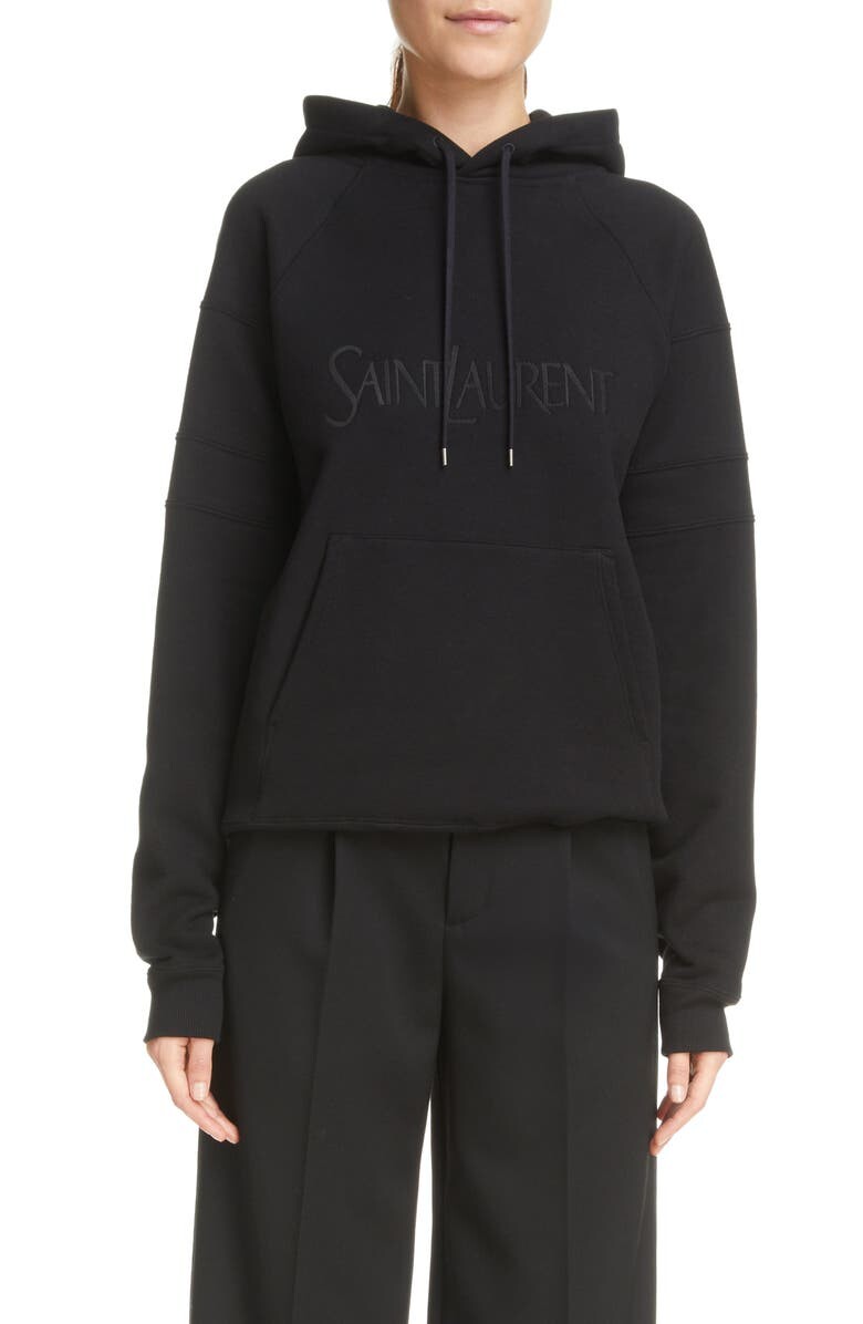 

Худи из хлопка с вышитым логотипом SAINT LAURENT