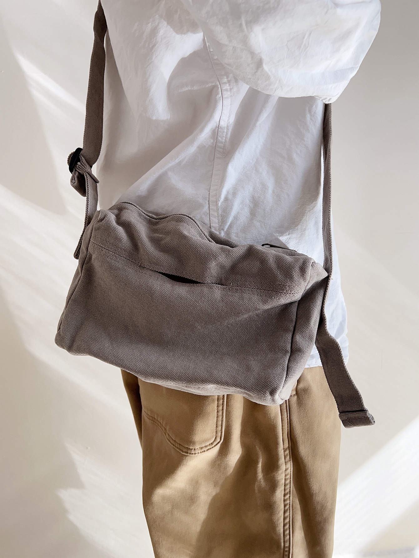 Модная холщовая квадратная сумка через плечо, темно-серый