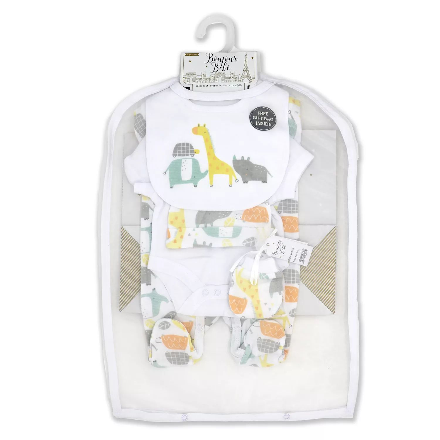 Подарочный набор «Цветной зоопарк» из 5 предметов для мальчиков и девочек в сетчатой ​​сумке Rock A Bye Baby Boutique