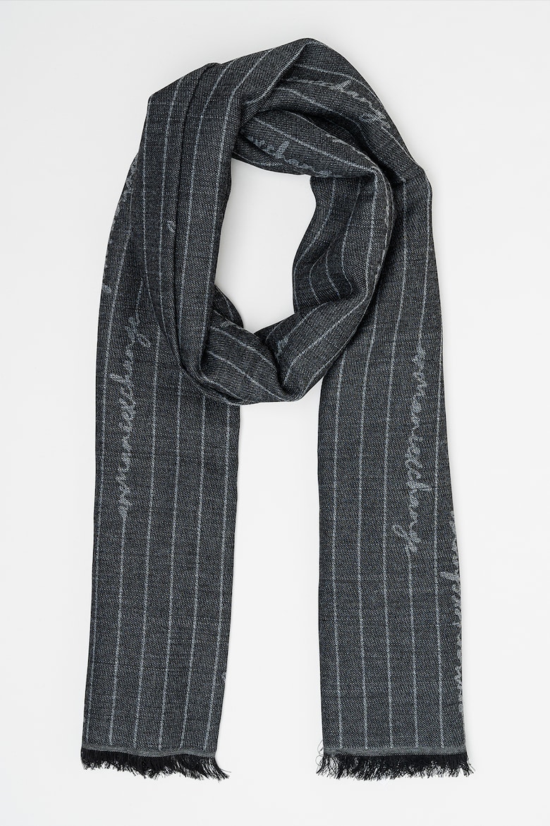 Полосатый шерстяной шарф Armani Exchange, черный полосатый шерстяной шарф kenzo черный