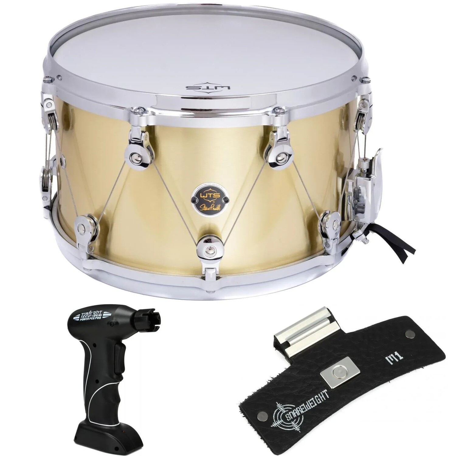 

Welch Tuning Systems Фирменный малый барабан Steve Pruitt с намоткой и регулируемым демпфером — 7,5 x 13 дюймов, матовая латунь
