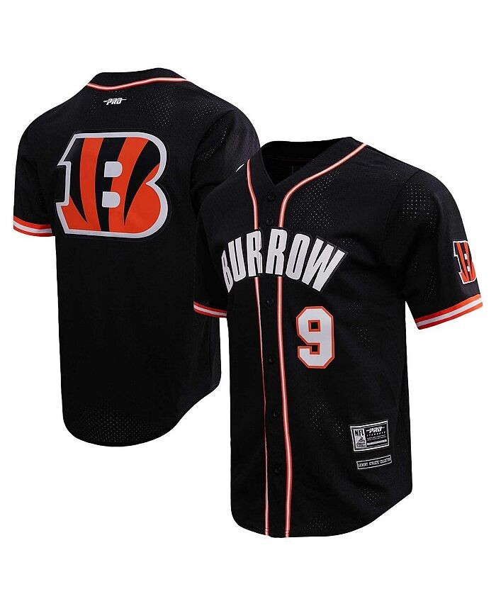 

Мужская черная сетчатая бейсбольная футболка на пуговицах Joe Burrow Cincinnati Bengals Pro Standard, черный