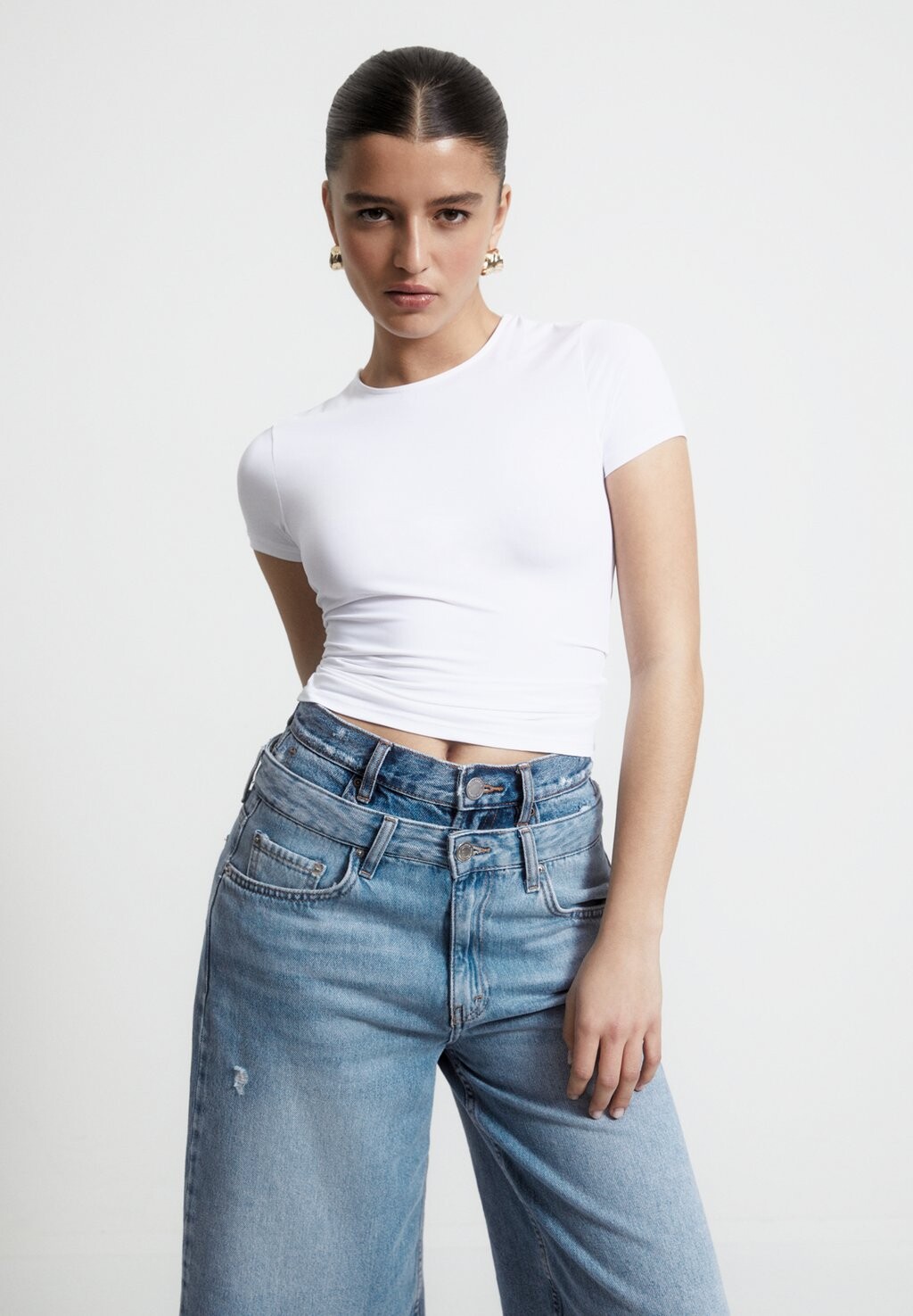 

Базовая футболка SLIM FIT PULL&BEAR, белый