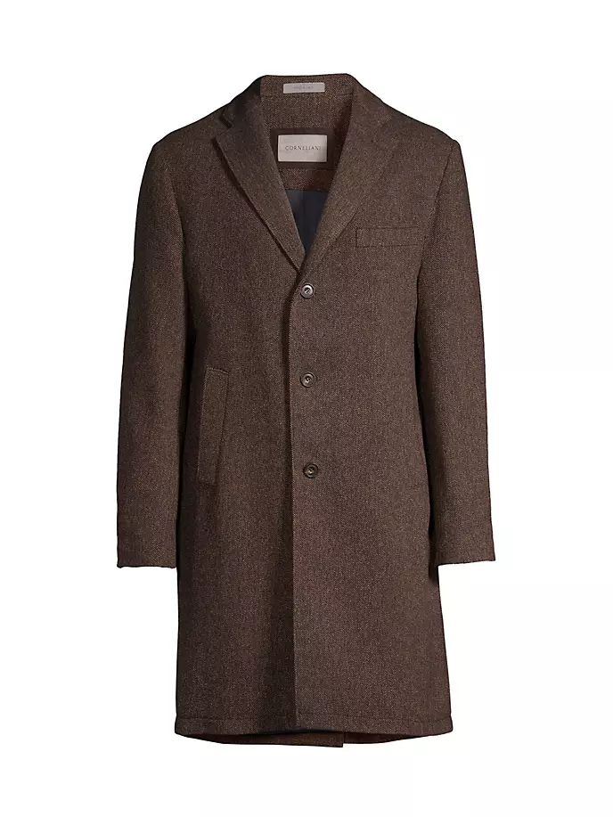 

Шерстяное верхнее пальто с узором «елочка» Corneliani, коричневый