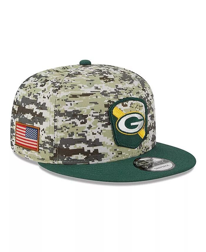 

Мужская камуфляжная кепка Snapback Green Bay Packers 2023 Salute To Service 9FIFTY Snapback New Era, зеленый