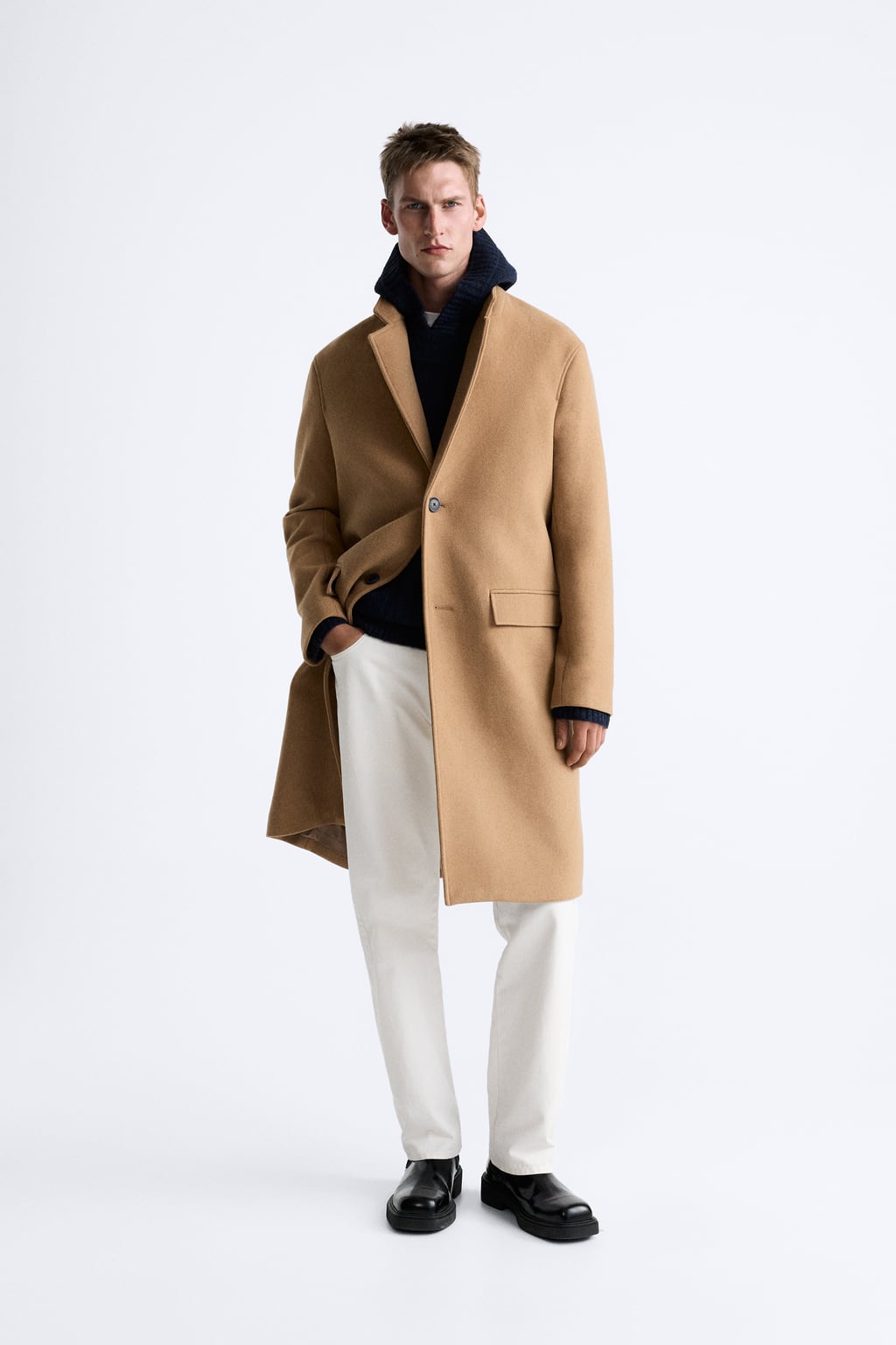 

Пальто из смесовой шерсти ZARA, кэмел