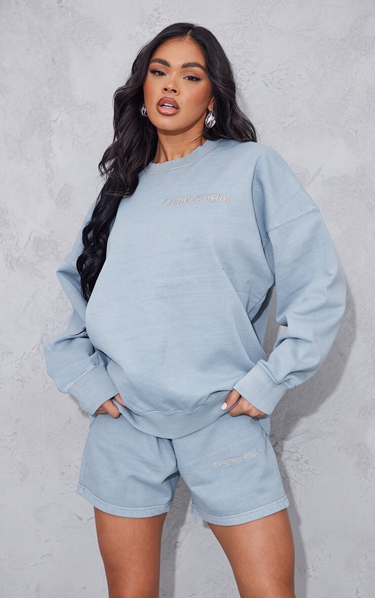 

PrettyLittleThing Голубой свитшот премиум-класса с вышивкой Country Club