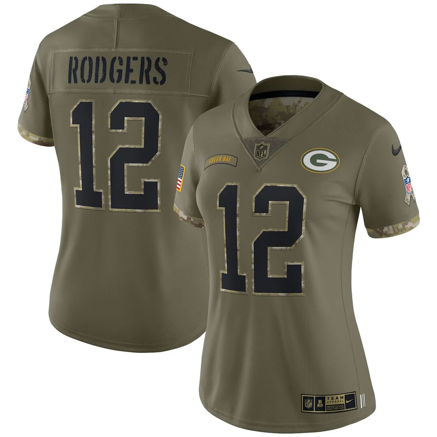 

Женский джерси Nike Aaron Rodgers Olive Aaron Rodgers 2022 Salute To Service Limited Nike