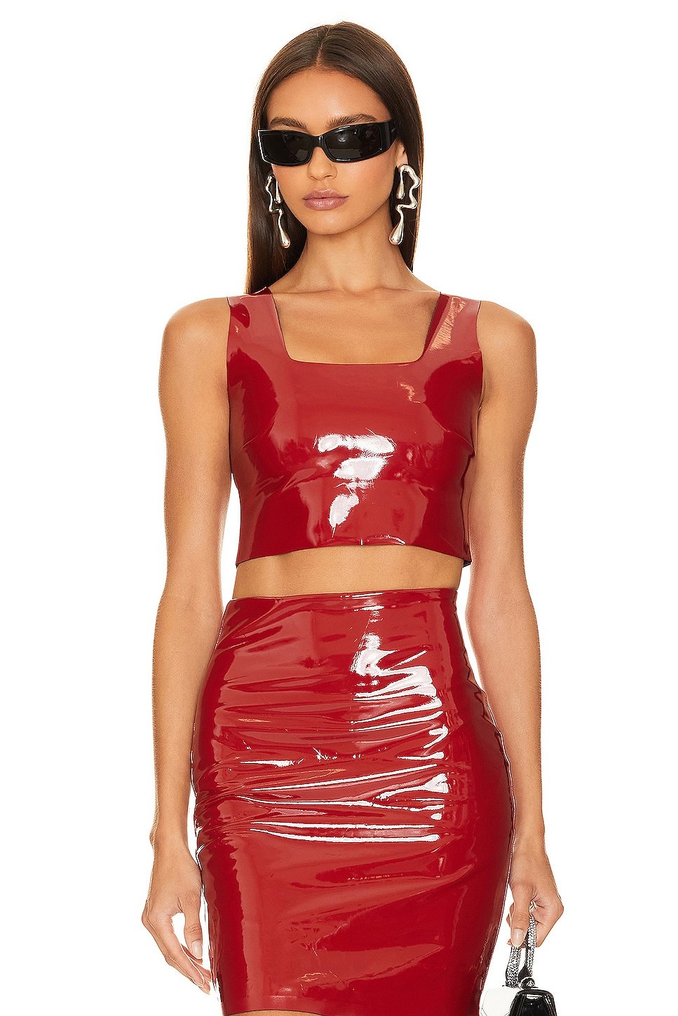 

Топ Commando Faux Patent Leather Crop, цвет Lava