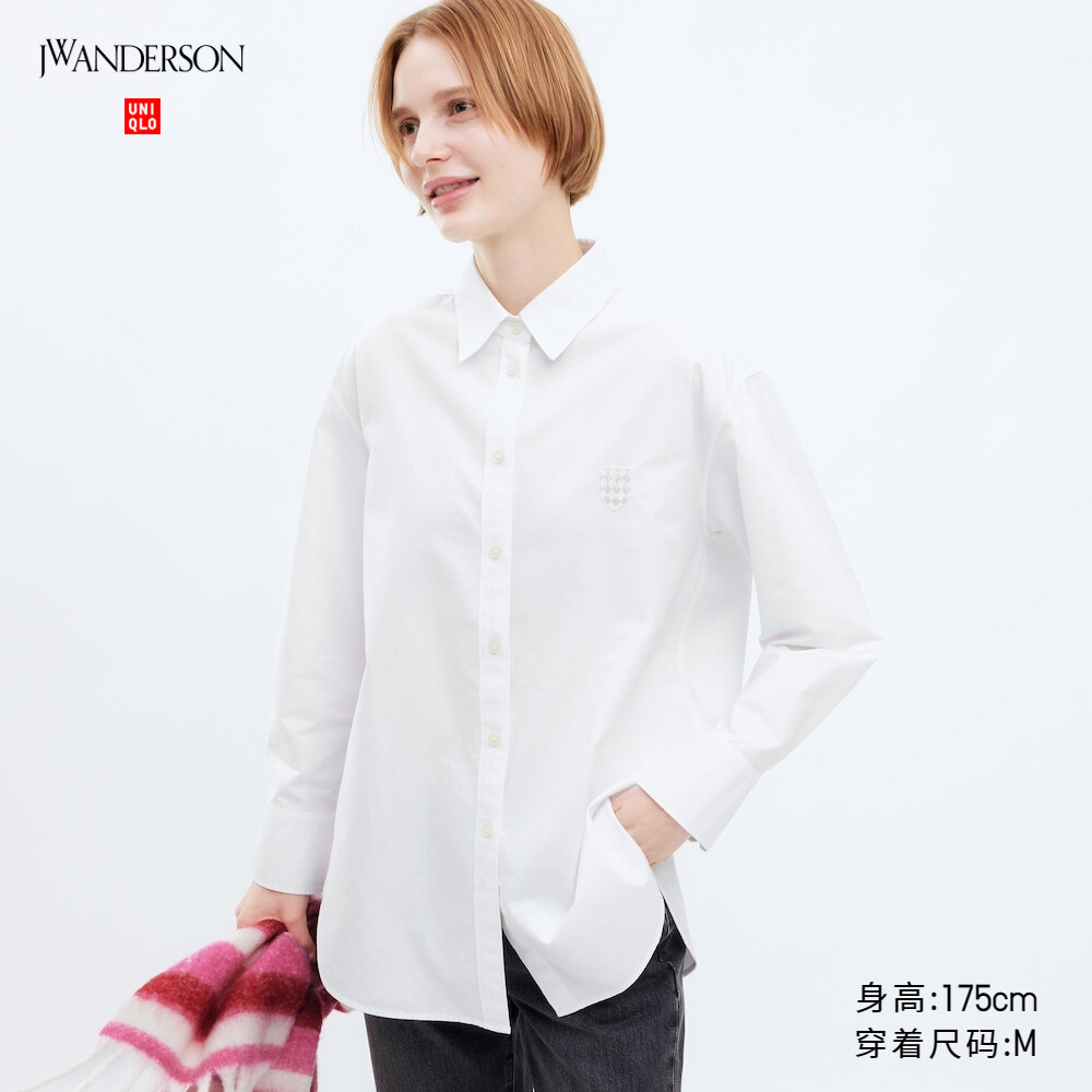 

Рубашка Uniqlo JWA оксфордская с длинным рукавом, белый