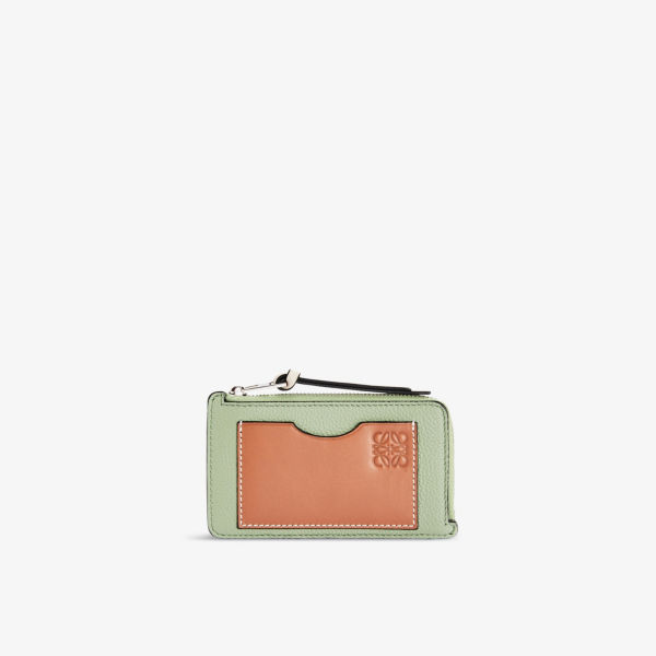Кожаный кошелек для монет и карт с анаграммой Loewe, цвет rosemary/tan