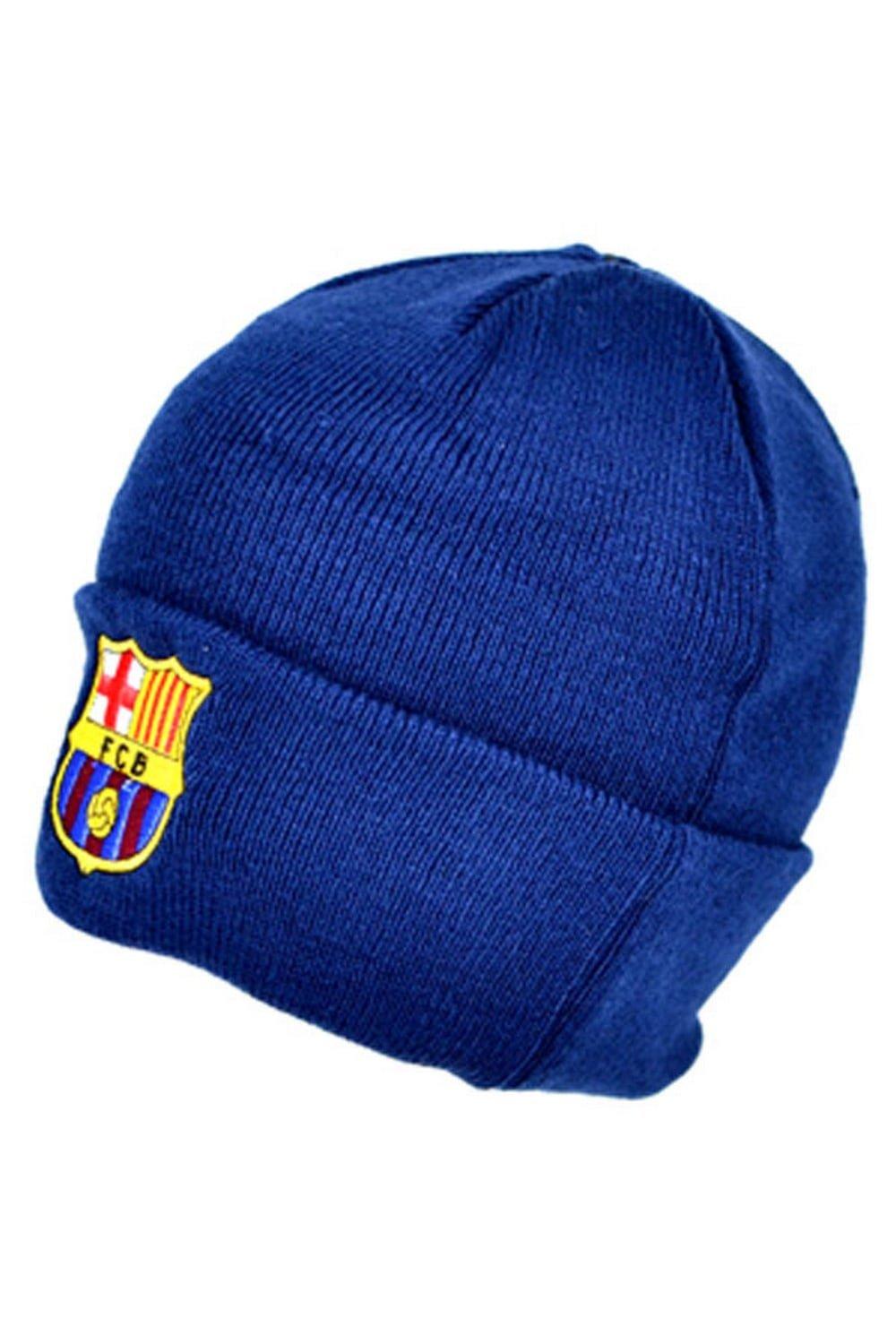 Официальная вязаная зимняя шапка-бини с футбольным гербом FC Barcelona, темно-синий чехол mypads фк fcb барселона для sony xperia 10 iv 10 4 задняя панель накладка бампер