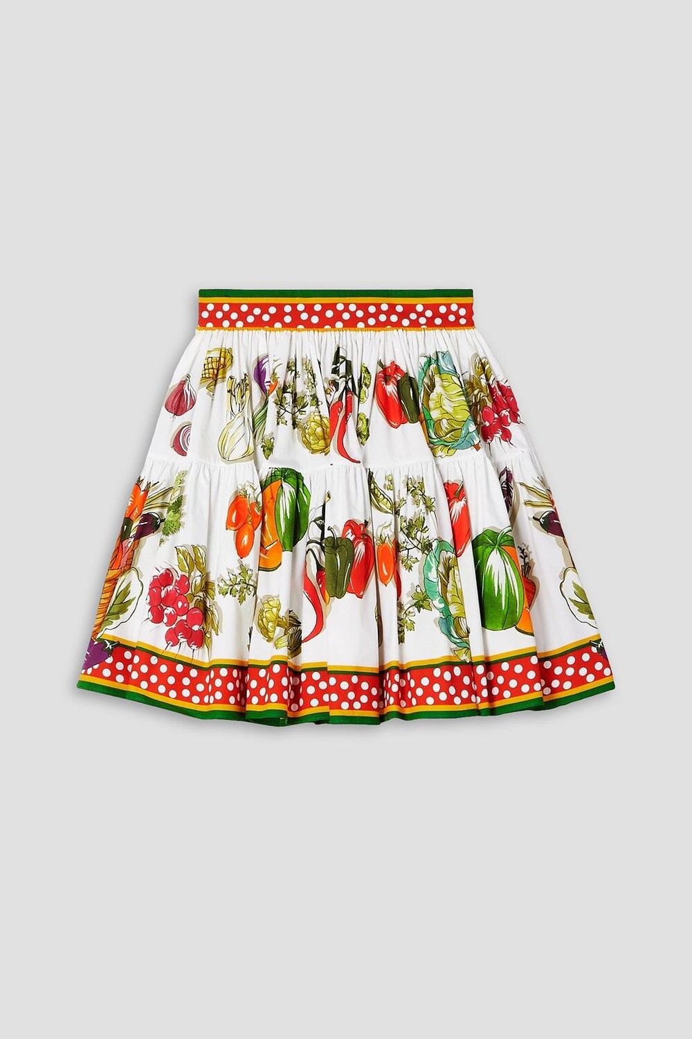 

Многоярусная мини-юбка из хлопкового поплина с принтом DOLCE & GABBANA, белый