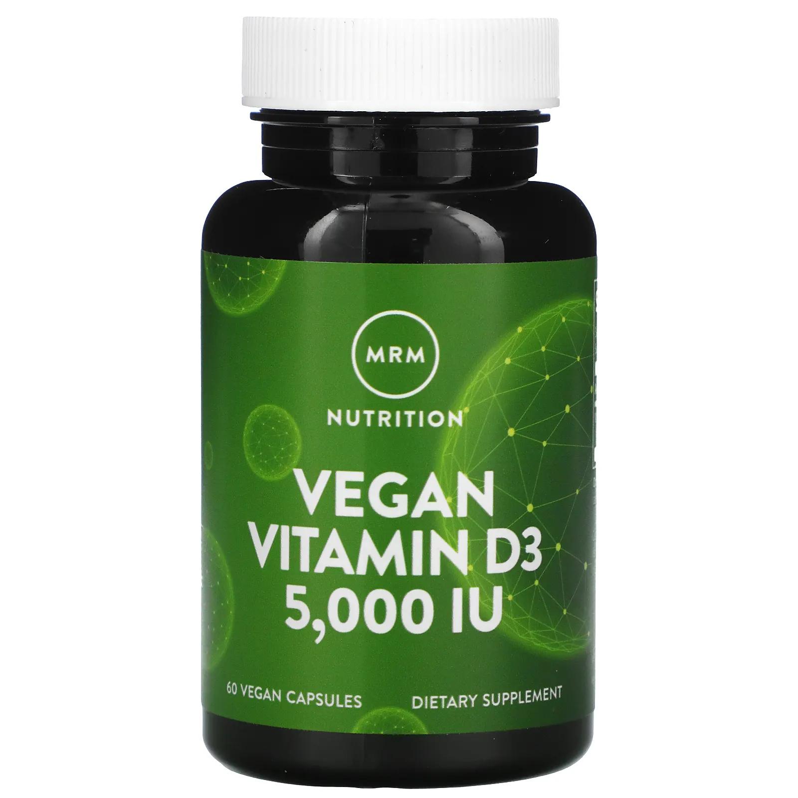 MRM Веганский витамин D3 5000 МЕ 60 веганских капсул doctor s best веганский витамин d3 с vitashine d3 2500 ме 60 вегетарианских капсул
