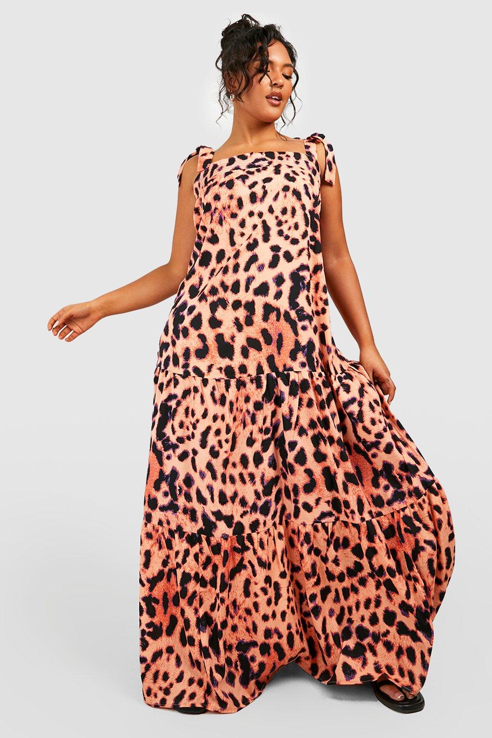 Платье макси с леопардовым отделением и деталями Boohoo, леопардовый платье макси из фарфора с брюками и деталями boohoo оранжевый
