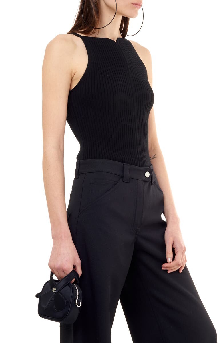 

Майка в рубчик с вышитым логотипом Swallow COURRÈGES, черный