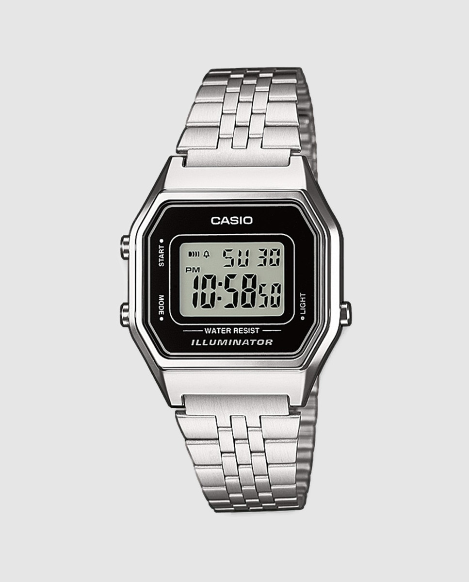 Casio Collection LA680WEA-1EF Vintage Dig Женские часы среднего размера Casio, серебро кольцо для селфи со светодиодной подсветкой