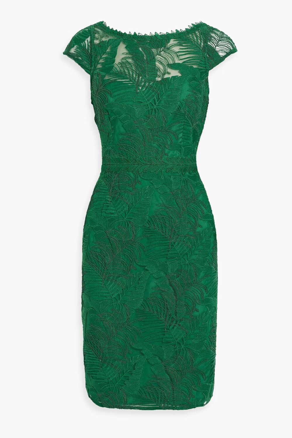 

Мини-платье из тюля с вышивкой Marchesa Notte, изумруд