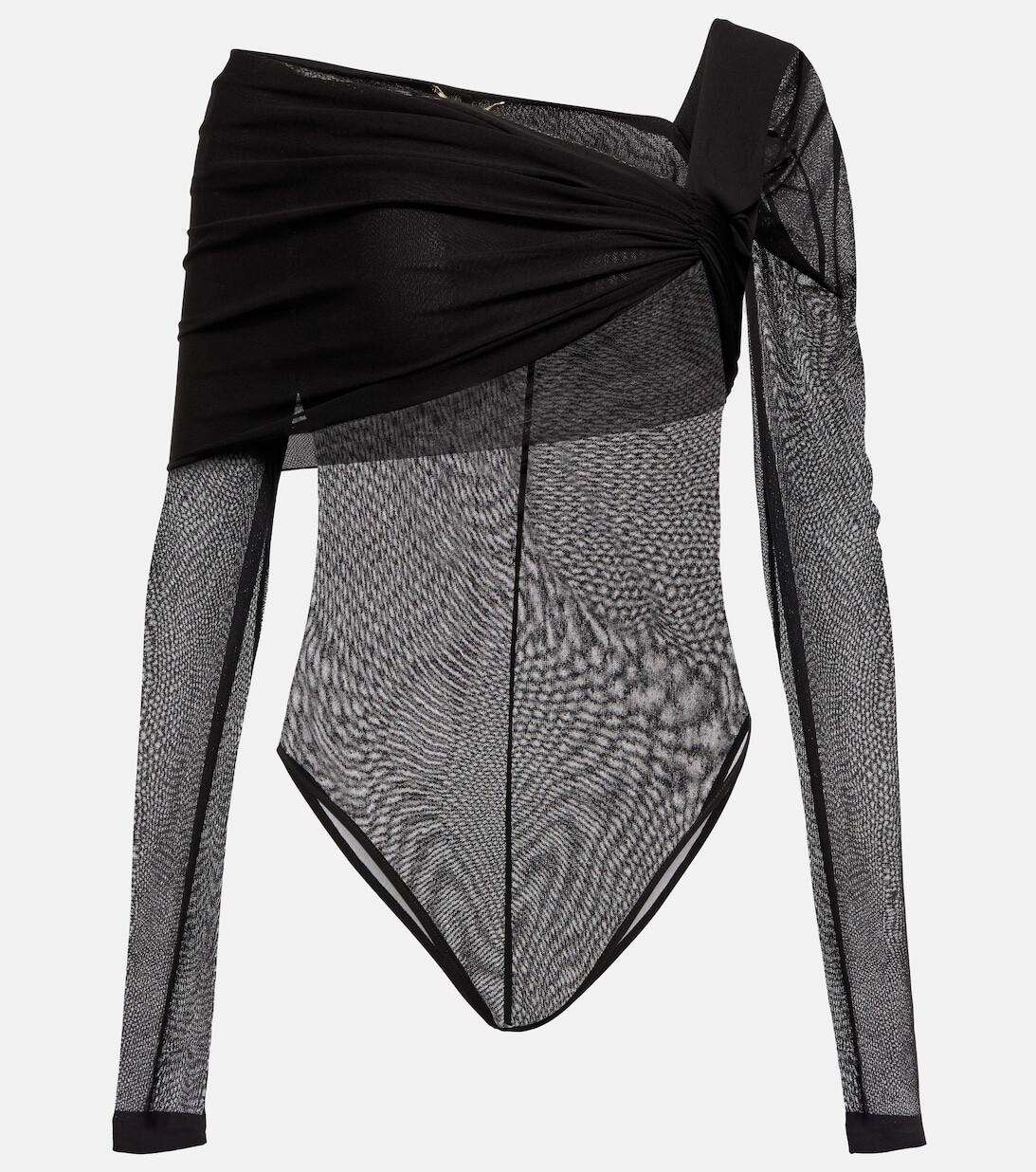 

Боди из джерси с драпировкой SAINT LAURENT, черный
