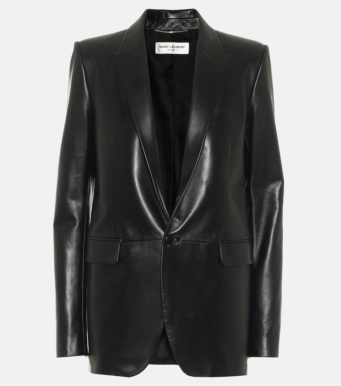 

Однобортный кожаный блейзер SAINT LAURENT, черный