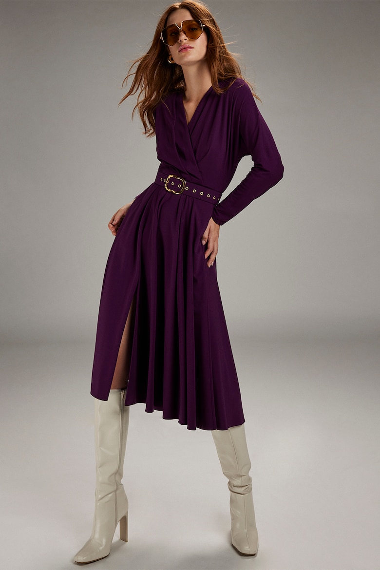 Платье с вырезом и поясом Alina Cernatescu, фиолетовый платье цвета ворона с квадратным вырезом alina cernatescu черный
