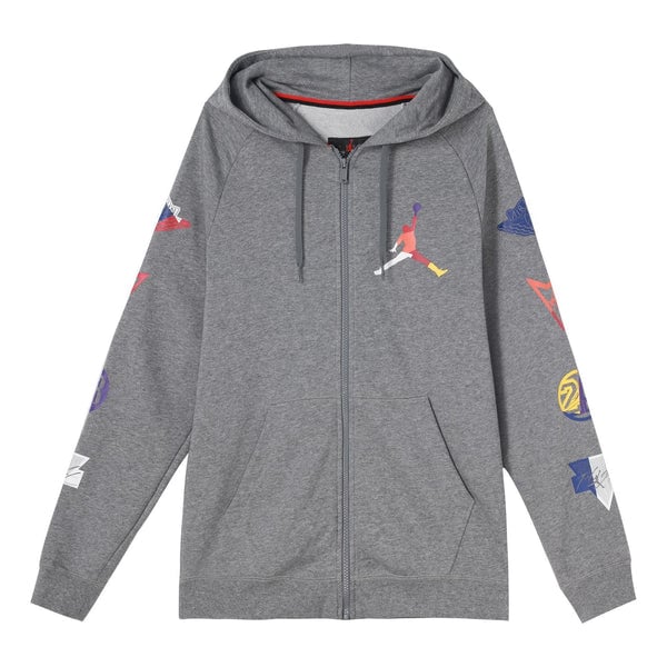 

Куртка Men's Air Jordan Colorful Logo Zipper Gray Hooded Jacket, серый