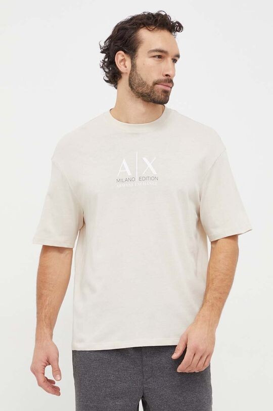 

Хлопковая футболка Armani Exchange, бежевый