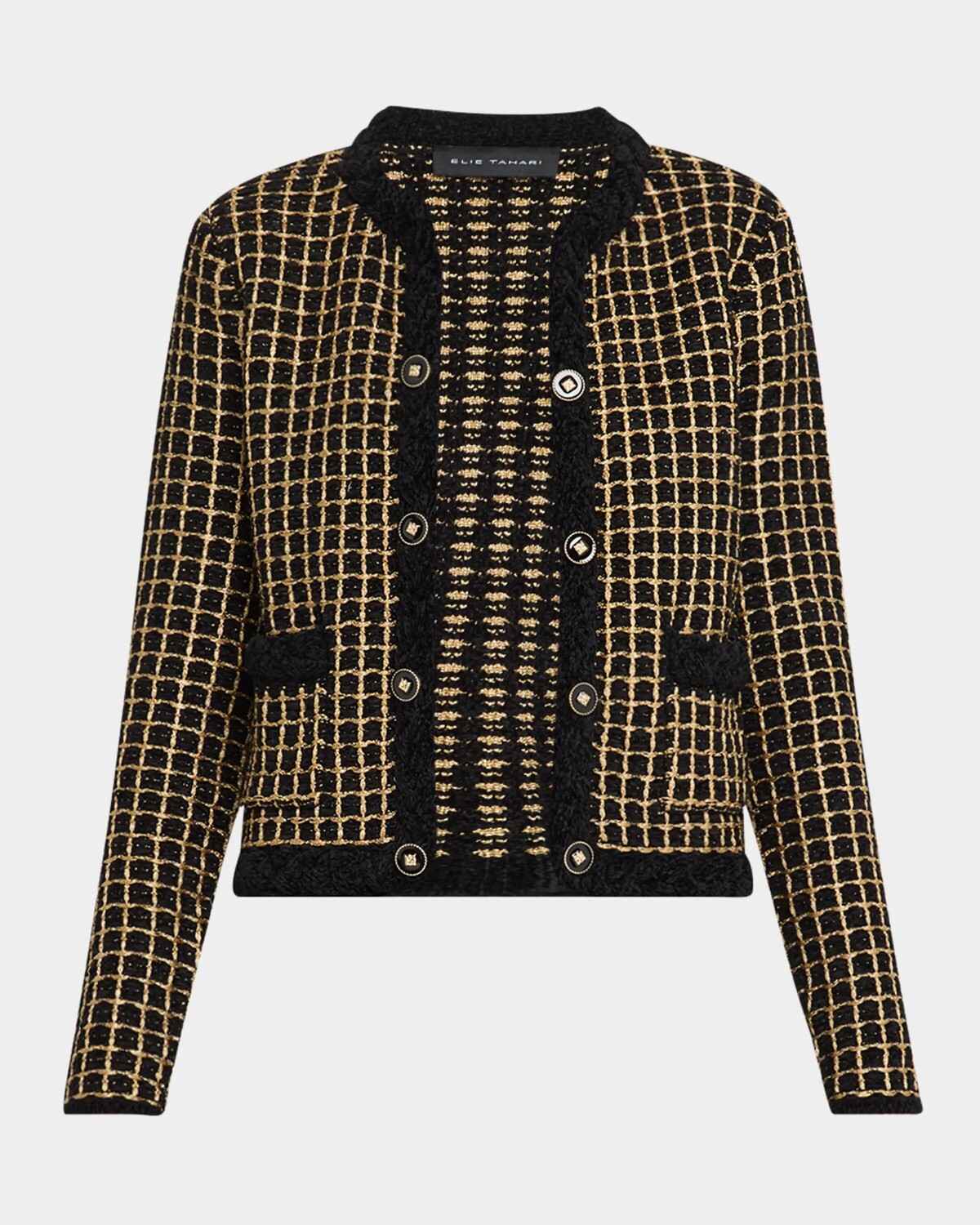 

Кардиган Alexis Grid Elie Tahari, цвет Noir With Gold Lurex