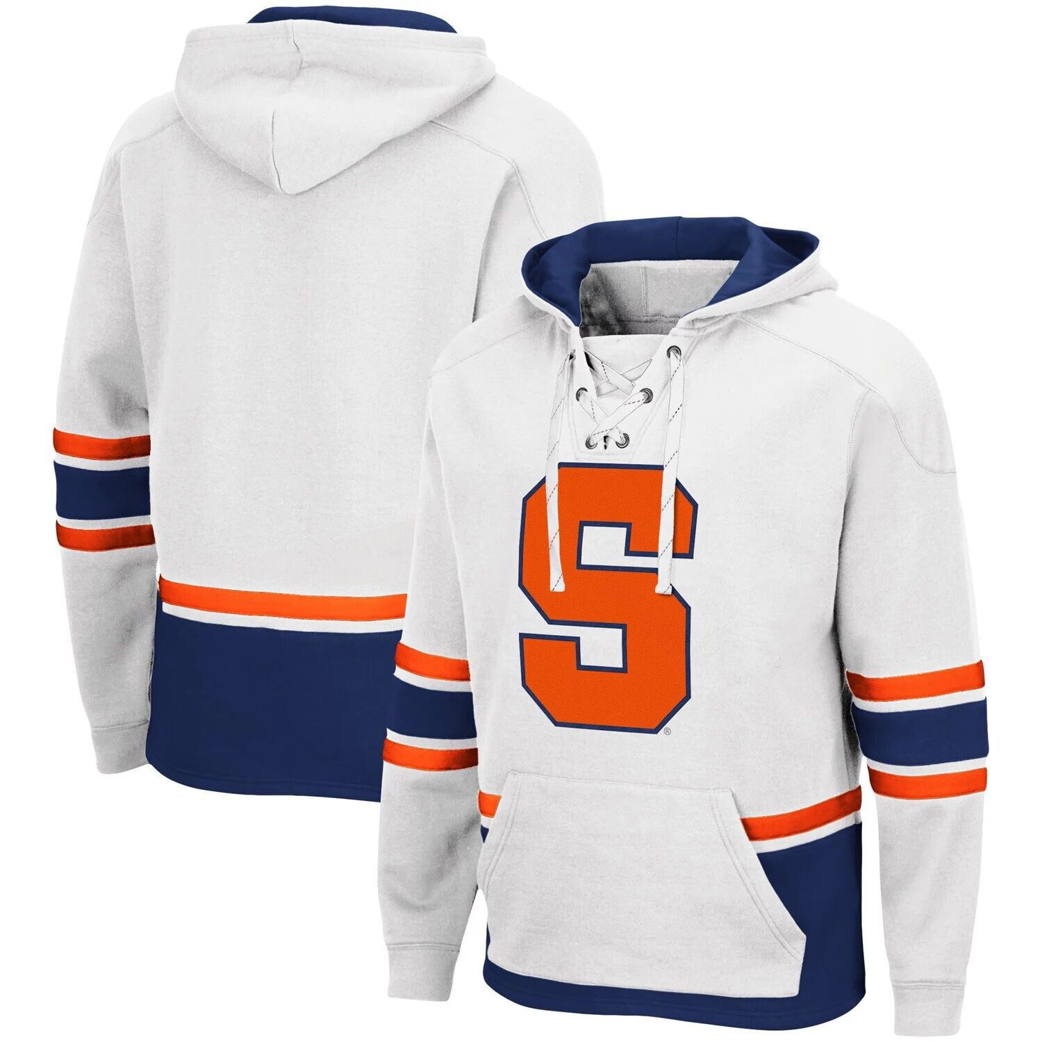 

Мужской белый пуловер с капюшоном Syracuse Orange на шнуровке 3.0 Colosseum