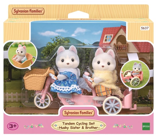 Sylvanian Families, коллекционные фигурки, набор «Собаки хаски на велосипеде» игровые фигурки sylvanian families хаски близняшки