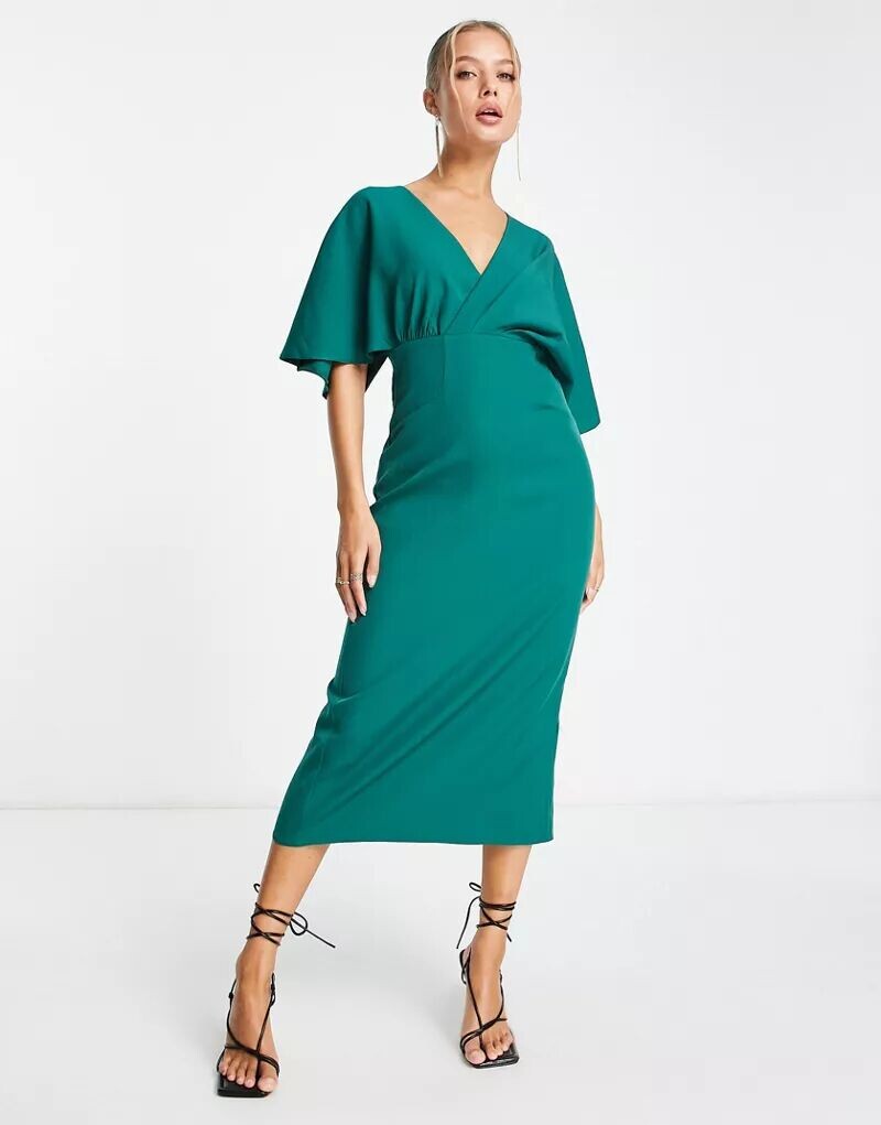 

Плиссированное платье миди миди со складками ASOS