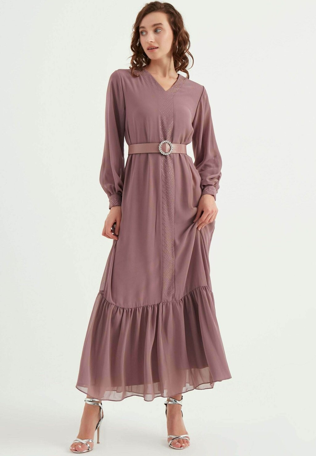 

Платье макси V-Neck Belted Herita