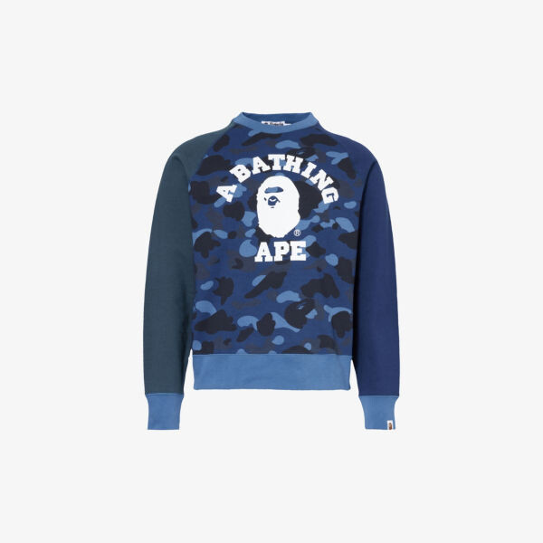 

Толстовка из хлопкового джерси с круглым вырезом и фирменной нашивкой A Bathing Ape, синий