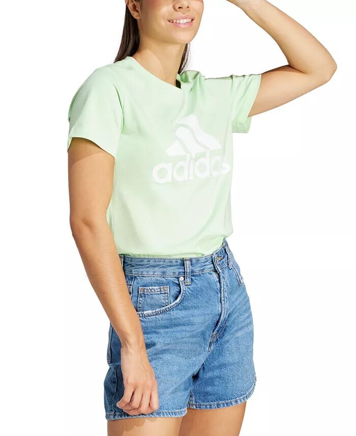 

Женская хлопковая футболка с логотипом Essentials, XS-4X adidas, зеленый