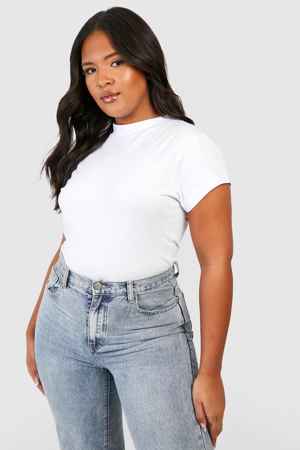 

Футболка plus basic с короткими рукавами Boohoo, белый