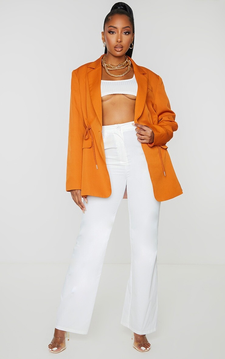 

PrettyLittleThing Белые прямые брюки персиковой кожи, Белый