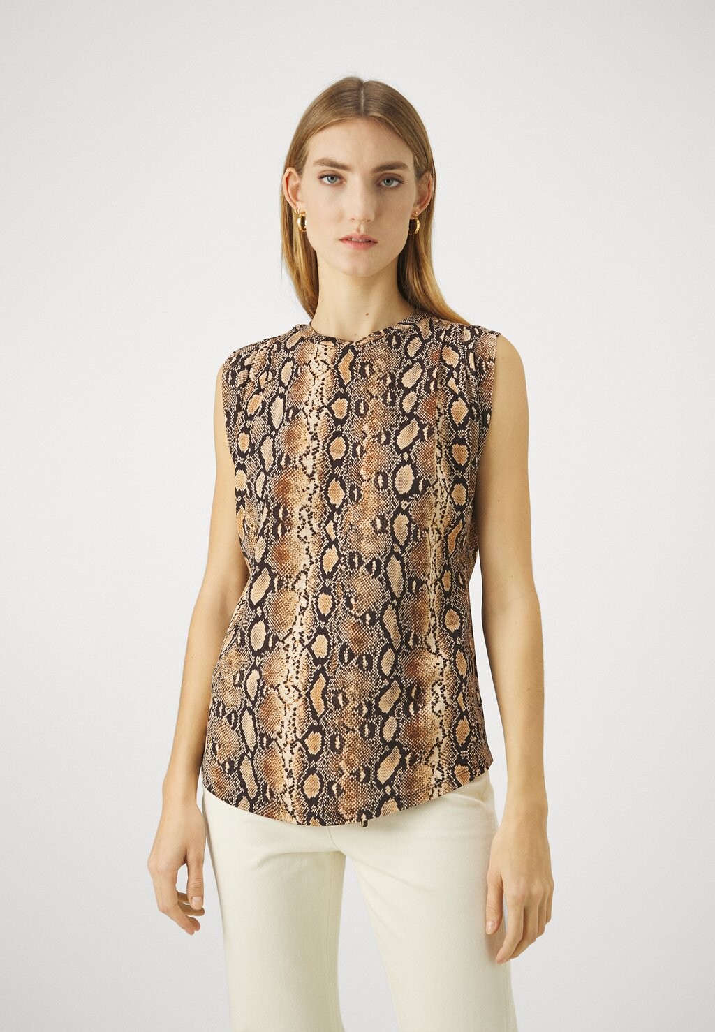 

Топ SLEEVELESS CREWNECK TEE MICHAEL Michael Kors, бежевый