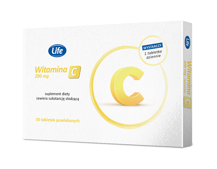 цена Витамин С в таблетках Life Witamina C 200mg , 30 шт